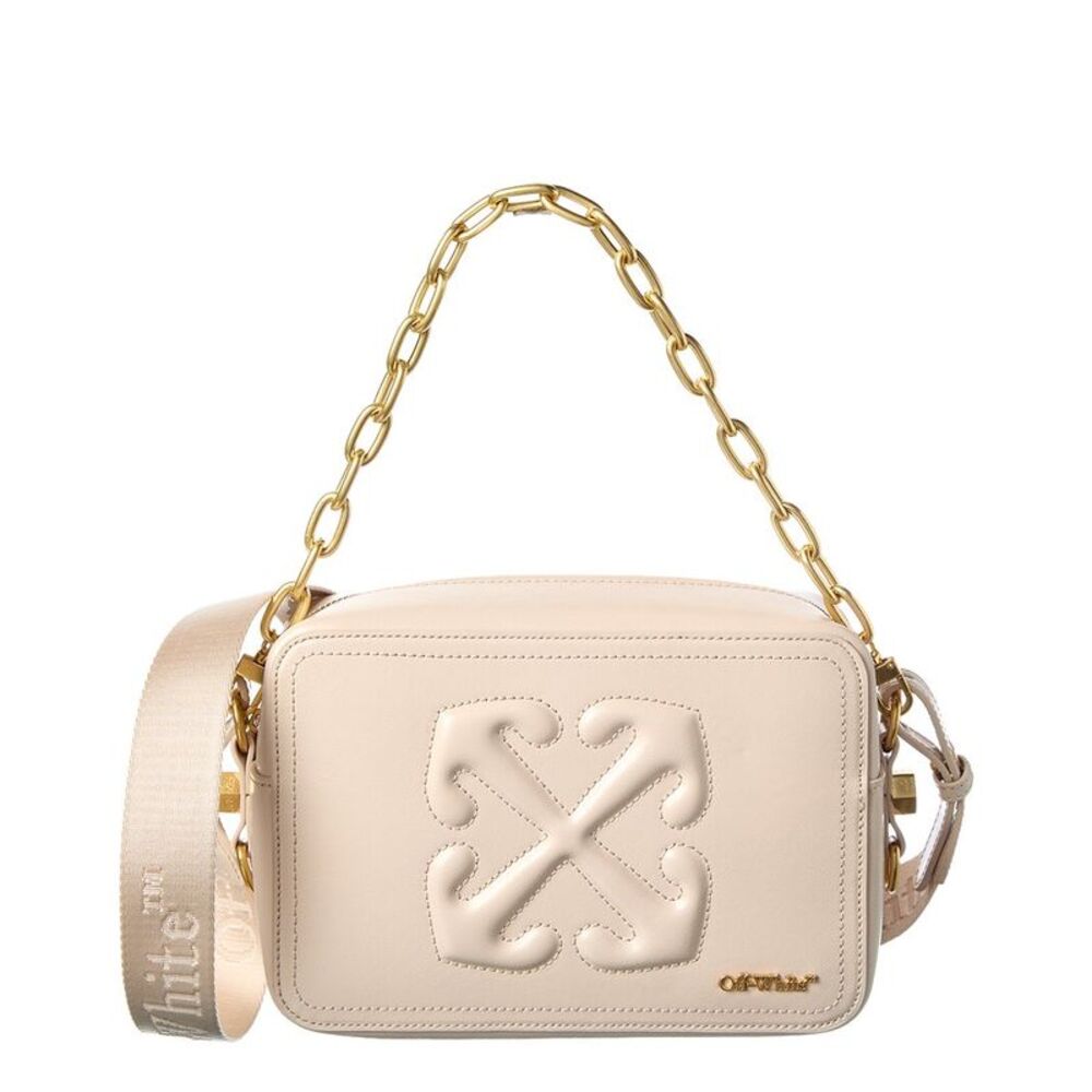 Off-White™ Medium Leather Camera Bag, Beige